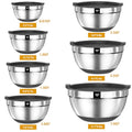 AIKKIL Mixing Bowls with Airtight Lids, 20 piece Stainless Steel Metal Nesting Bowls, Non-Slip Silicone Bottom, Size 7, 3.5, 2.5, 2.0,1.5, 1,0.67QT Great for Mixing, Baking, Serving (Black)