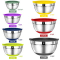 AIKKIL Mixing Bowls with Airtight Lids, 20 piece Stainless Steel Metal Nesting Bowls, Non-Slip Silicone Bottom, Size 7, 3.5, 2.5, 2.0,1.5, 1,0.67QT Great for Mixing, Baking, Serving (Black)