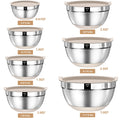 AIKKIL Mixing Bowls with Airtight Lids, 20 piece Stainless Steel Metal Nesting Bowls, Non-Slip Silicone Bottom, Size 7, 3.5, 2.5, 2.0,1.5, 1,0.67QT Great for Mixing, Baking, Serving (Black)