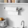 Paper Towel Holder - Self-Adhesive or Drilling, Matte Black Wall Mounted Rack - SUS304 Stainless Steel Kitchen Roll Holder Under Cabinet