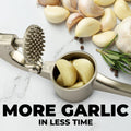 Zulay Kitchen Premium Garlic Press Set - Rust Proof & Dishwasher Safe Professional Garlic Mincer Tool - Easy-Squeeze, Easy-Clean with Soft, Ergonomic Handle - Silicone Garlic Peeler & Brush (Silver)