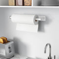 Paper Towel Holder - Self-Adhesive or Drilling, Matte Black Wall Mounted Rack - SUS304 Stainless Steel Kitchen Roll Holder Under Cabinet