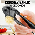 Zulay Kitchen Premium Garlic Press Set - Rust Proof & Dishwasher Safe Professional Garlic Mincer Tool - Easy-Squeeze, Easy-Clean with Soft, Ergonomic Handle - Silicone Garlic Peeler & Brush (Silver)