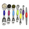 Magnetic Measuring Spoons Set Stainless Steel with Leveler, Stackable Metal Tablespoon Measure Spoon for Baking, Measuring Cups and Spoon Set Kitchen Gadgets Apartment Essentials Fits in Spice Jars