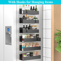 HuggieGems 4 Pack Magnetic Spice Storage Rack Organizer for Refrigerator and Oven, Black Fridge Organizers and Storage