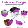 Kitchen Gizmo Snap N Strain Pot Strainer and Pasta Strainer - Strainers and Colanders - Adjustable Silicone Clip On Strainer for Pots, Pans, and Bowls - Kitchen Colander - Purple