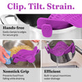 Kitchen Gizmo Snap N Strain Pot Strainer and Pasta Strainer - Strainers and Colanders - Adjustable Silicone Clip On Strainer for Pots, Pans, and Bowls - Kitchen Colander - Purple