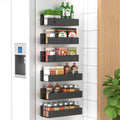 HuggieGems 4 Pack Magnetic Spice Storage Rack Organizer for Refrigerator and Oven, Black Fridge Organizers and Storage