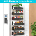 HuggieGems 4 Pack Magnetic Spice Storage Rack Organizer for Refrigerator and Oven, Black Fridge Organizers and Storage