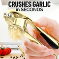 Zulay Kitchen Premium Garlic Press Set - Rust Proof & Dishwasher Safe Professional Garlic Mincer Tool - Easy-Squeeze, Easy-Clean with Soft, Ergonomic Handle - Silicone Garlic Peeler & Brush (Silver)